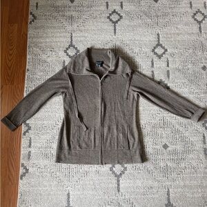 Banana Republic Taupe Zip-Up Cashmere Cardigan
